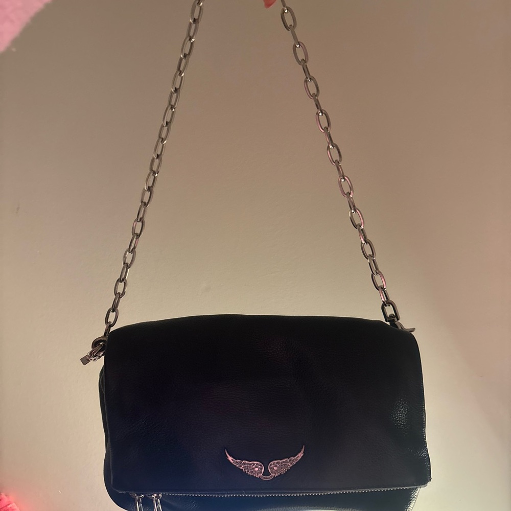 Zadig & Voltaire Black Crossbody Bag with Silver Chain